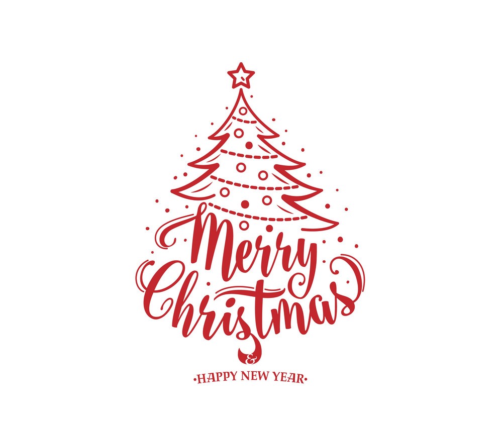 merry christmas and happy new year text xmas tree vector 18605484
